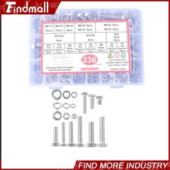 236PCS M6 M8 M10 Heavy Duty Bolts and Nuts Assortment Kit 304 Stainless Steel