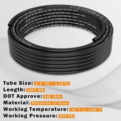 30 FT 1/4 DOT Air Line 1/4″ PA12 Nylon Pneumatic Tubing 9.1 Meter 1/4 Inch OD Pn