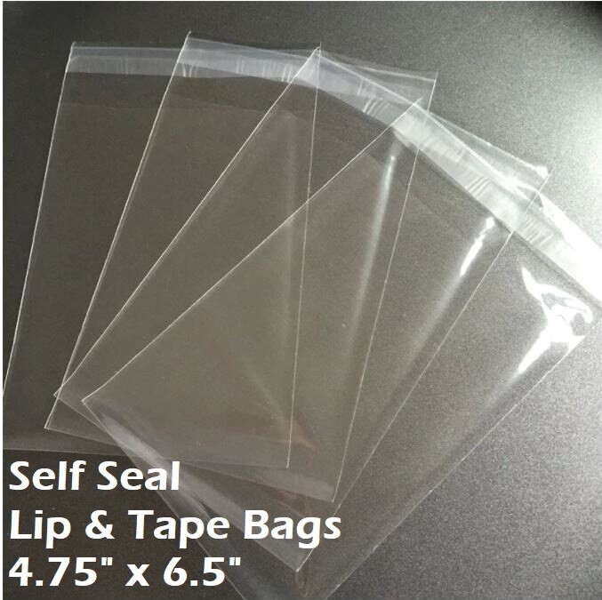4 3/4″ x 6 1/2″ Clear Recloseable Self Seal Adhesive Lip Tape Plastic Cello Bags