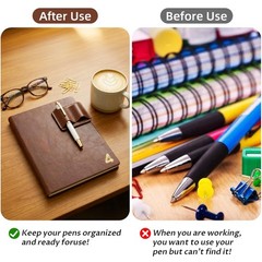Leather Pen Holder for Notebook 2.9 x 2.3Inch Pen Holder Clip Double Slot Pen…