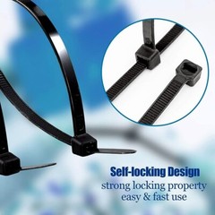 500 BULK~6″ BLACK CABLE ZIP TIES Heavy Duty UV Resistant UL 6/6 Nylon
