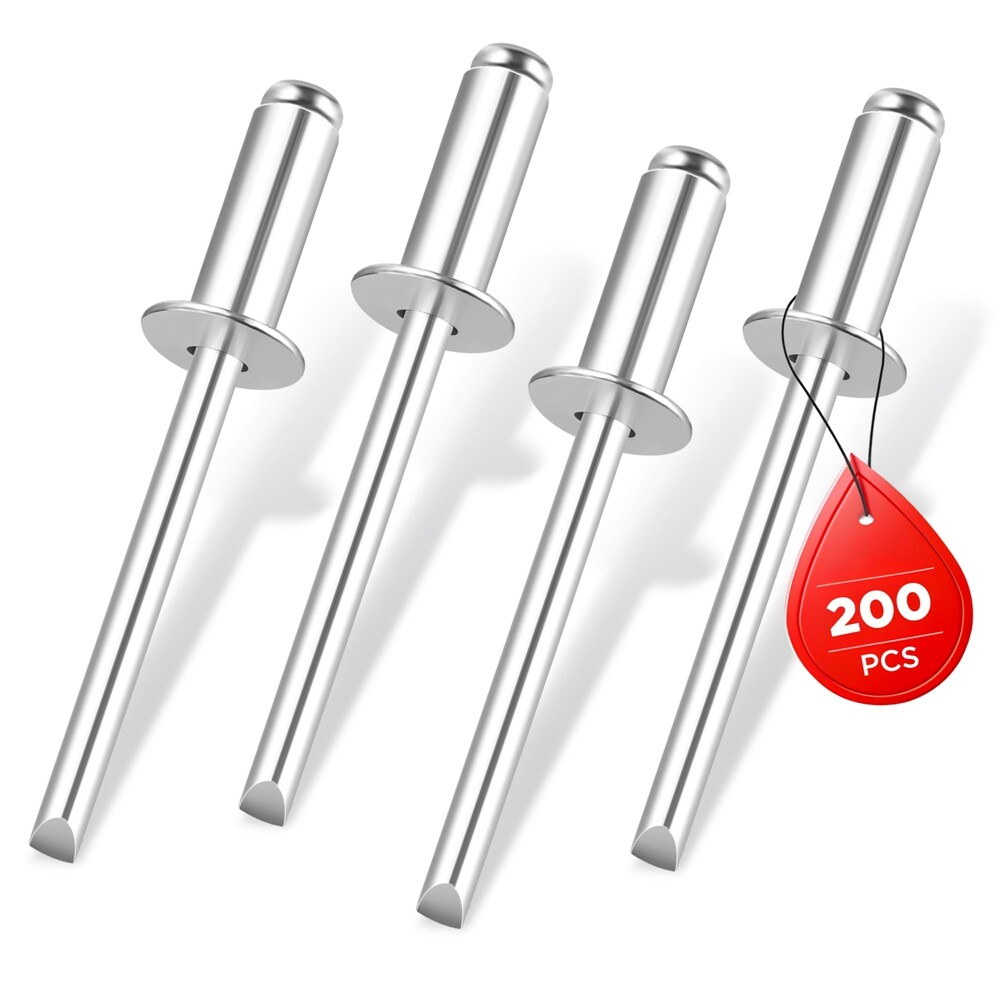 WORKPRO 200PC Aluminum Blind Rivet 3/16″x1/2″ Pop Rivet Assortment Steel Mandrel