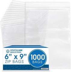 6” X 9” 1000 Count 2 Mil Clear Reclosable Zip Plastic Poly Bags with Resealab…