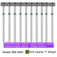 Vakker Dental Round Wheel Donut FG Diamond Bur 909-040C Coarse 10/pk