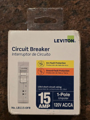 Leviton LB115-DFR 15A Dual Function AFCI/GFCI Thermal Magnetic Circuit Breaker