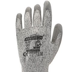 Cut Resistant Work Gloves Grey PU Palm Coated Cut A3 – 1 Pairs JORESTECH