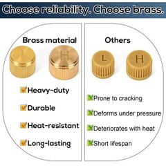 2pcs Car AC Valve Caps for R134a System, Brass Leakproof Covers for Vehicles