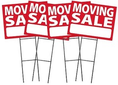 Large (18″x24″) Moving Sale – RED – Sign Kit with Stands – 4 Pack
