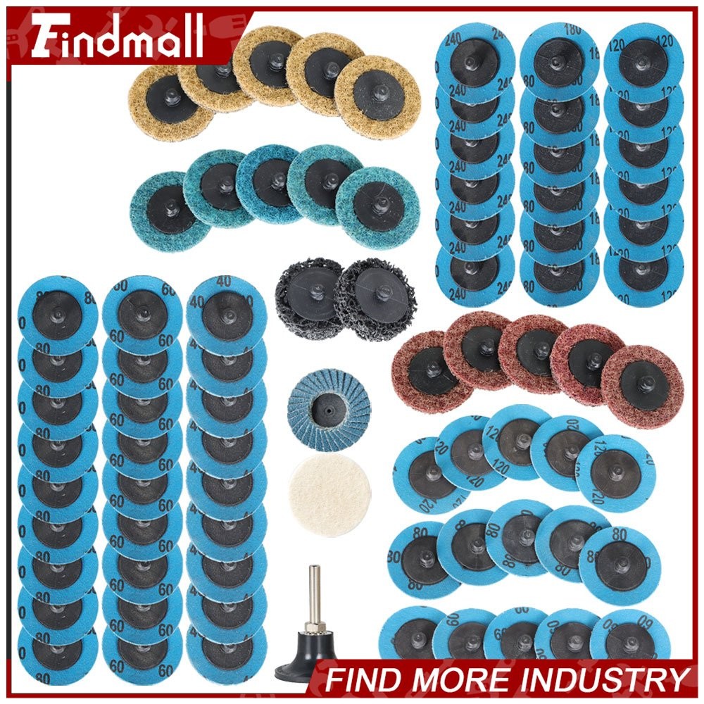 Findmall 71 Pack 2 Inch Roll Lock Sanding Discs Set Quick Change Discs New