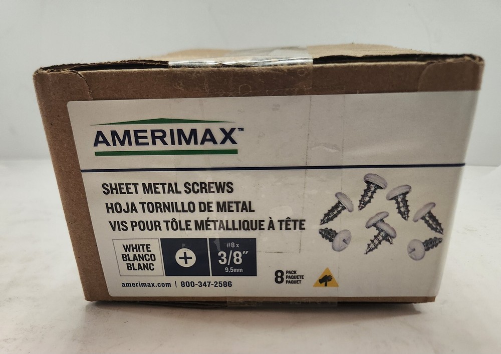 Amerimax – 85354 – #8 x 3/8″ Sheet Metal Screws – 8 per Pack – Box of 25 Packs
