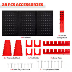 24 In. H X 48 In. W Pegboard Wall Organizer Kit 4 Ft.Metal Toolboard W/3 Pegboar