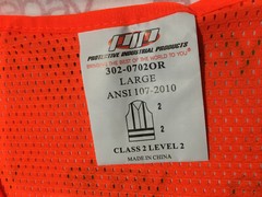 PIP Florescent Orange Safety Mesh Vest Silver w/ Reflective Stripes Men’s L