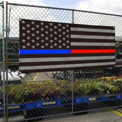 Vinyl Banner Multiple Sizes American Usa Flag Blue Red Police Firefighter