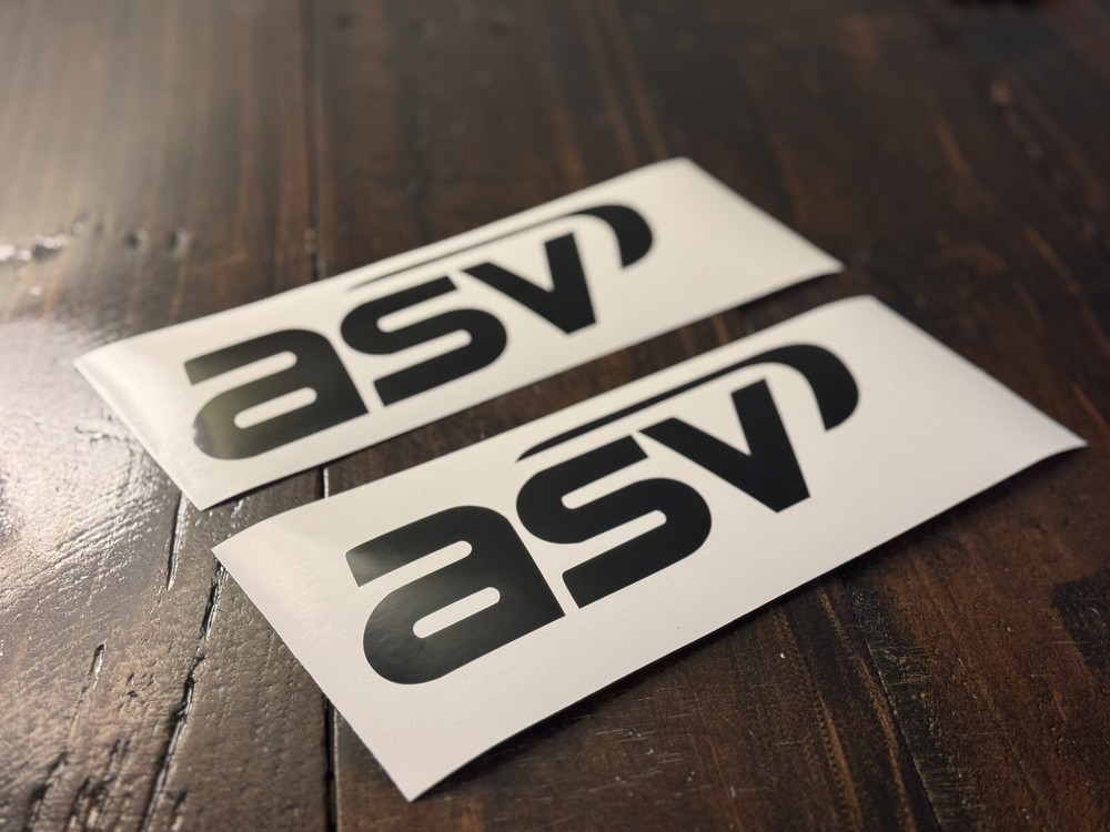 ASV Logo 12” (Set Of 2) Decal Kit Skid Steer Replacement Stickers – Vinyl Black