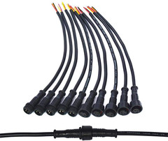 5Pairs 3 Core 3pin Black Pigtail Plastics Waterproof IP65 LED Connector Male Fem