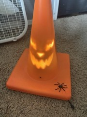 GEMMY PROTOTYPE Light-Up Halloween Jack-O-Lantern Face Traffic Cone