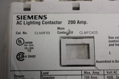 SIEMENS 200A AC LIGHTING CONTACTOR CLM0F03