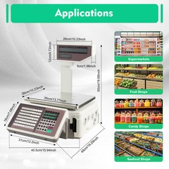 Commercial Electronic Weight Scale with Thermal Label Printer Supermarket KG/LBS