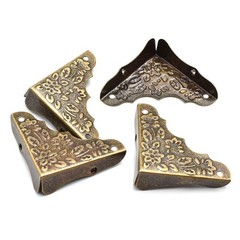 Vintage Engraved Design Hasp Latch Box Corner Protectors Retro Handle and Clo…
