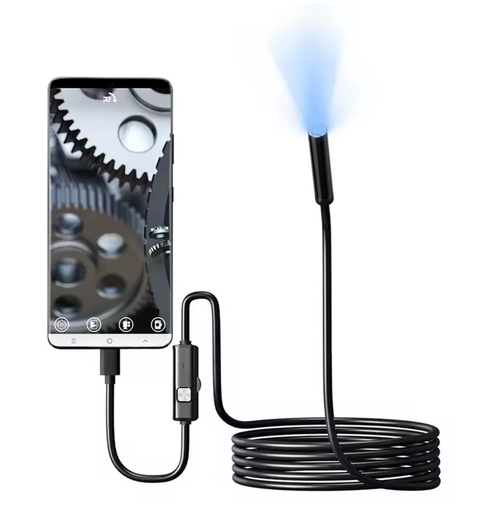 7.0MM TYPE-C Endoscope Camera IP67 Waterproof 6 LEDs Adjustable USB Android