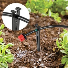 100 Pack 1/4 Inch Drip Irrigation Support Stakes, Plastic, 5.68 Inch, Barb Conne