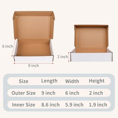 9″ x 6″ x 2″ White Corrugated Cardboard Shipping Boxes Set of 25, Heavy-Duty …