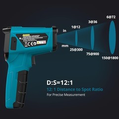 Infrared Thermometer, -58°F to 1472°F(-50~800°C), Non-Contact Digital Laser Ther