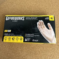 GLOVEPLUS Gloveworks Clear Vinyl Industrial Gloves, Box of 100, 3 Mil Size XL