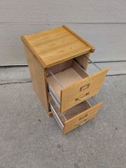 Vintage Industrial Mission Style Oak Wood Filing File Cabinet 2 Drawer Brass E69