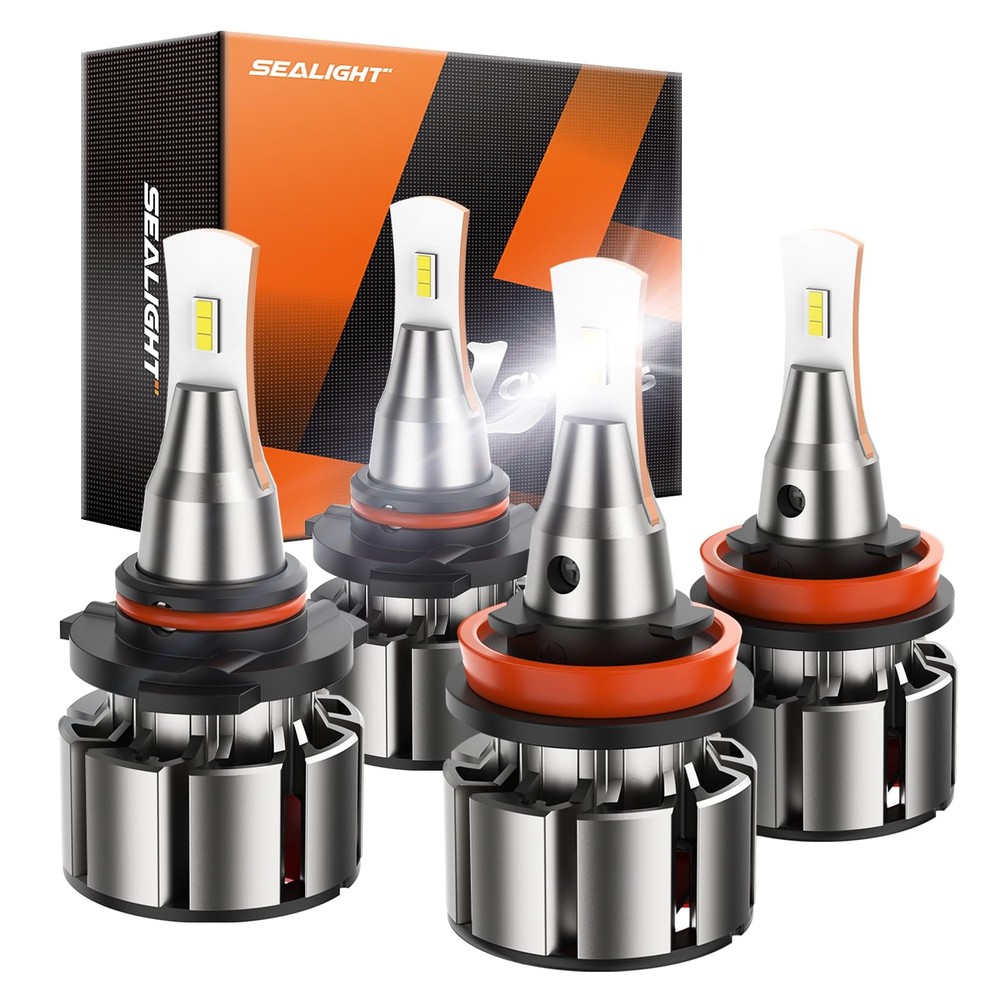 SEALIGHT 9005 H11 Bulbs Combo, 6000K Cool White, 72000LM, 9005/HB3 H11/H8/H9 Fog