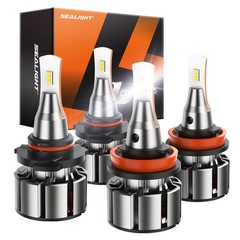 SEALIGHT 9005 H11 Bulbs Combo, 6000K Cool White, 72000LM, 9005/HB3 H11/H8/H9 Fog