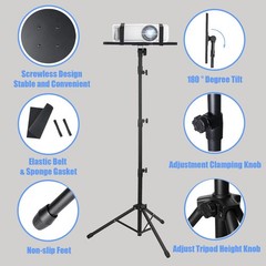 Kereal Laptop Projector Tripod Stand, Universal Portable 25 to 48 inch, Black