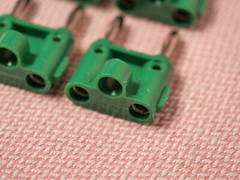 Four Pomona MDP Stackable Double Banana Plug with Cable Guide 4 Pack Green