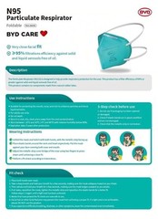 BYD CARE ❤️ N95 FOLDABLE RESPIRATOR CASE 📦 OF 960PCS INDIVIDUALLY SEALED