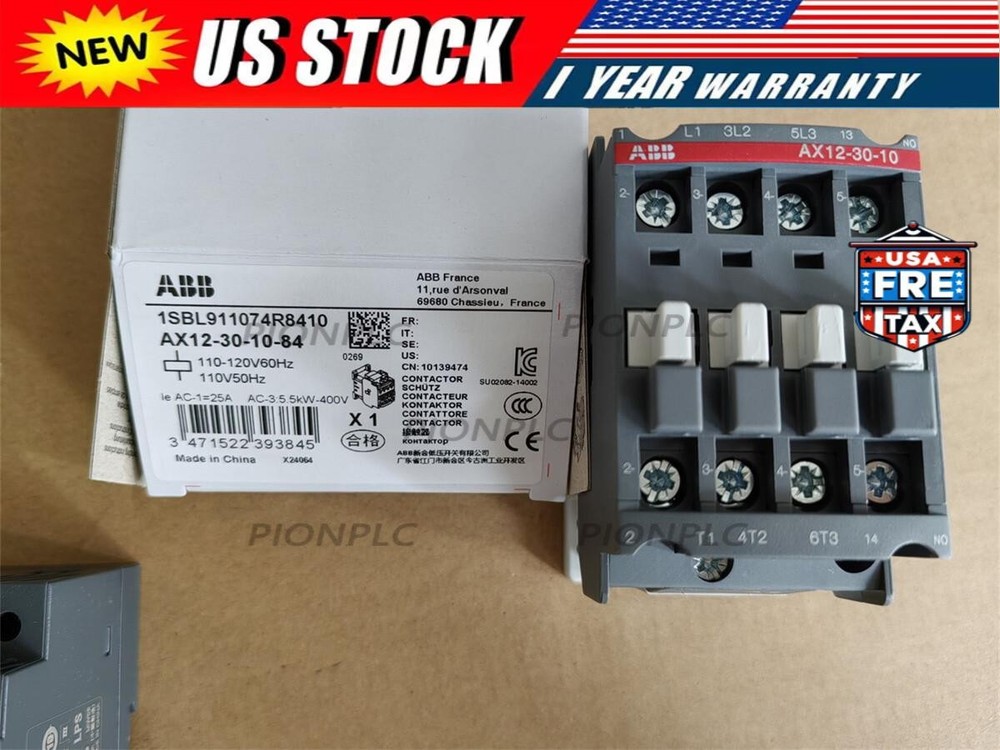 NEW ABB Contactor AX12-30-10-84 AC 110V 50/60Hz AX12-30-10 US Free TAX