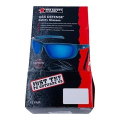 12 Pair MCR Safety USS Defense Safety Glasses Translucent Dark Blue Full Frame