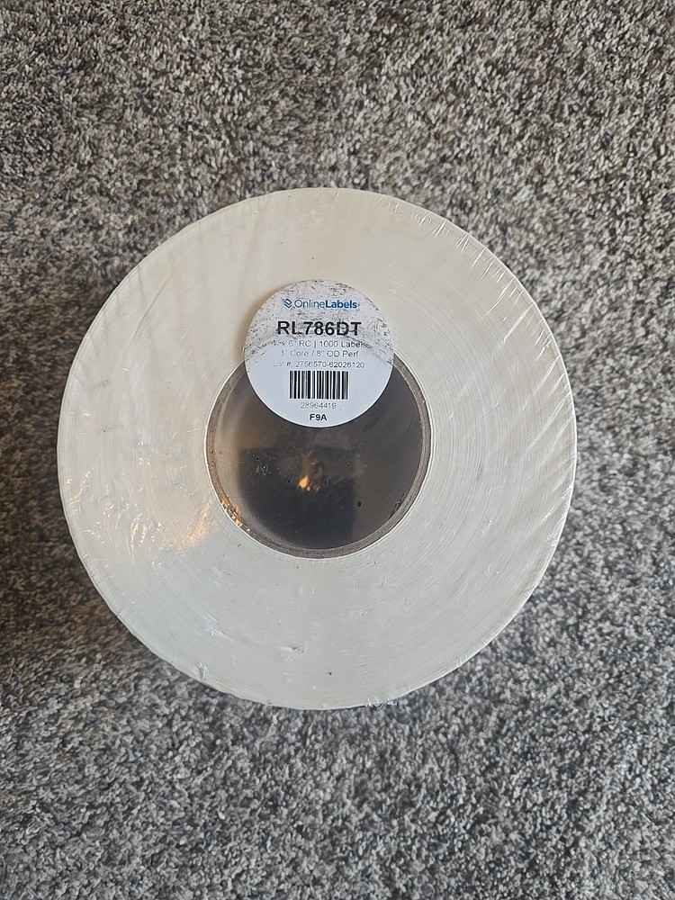 1000 4″ x 6″ Thermal Roll Labels – 3″ Core / 8″ Outer – Product RL786DT