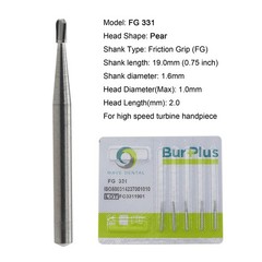 Wave Dental Surgical Burs 25mm Carbide Burs Friction Grip FG 19mm Round Pear 330
