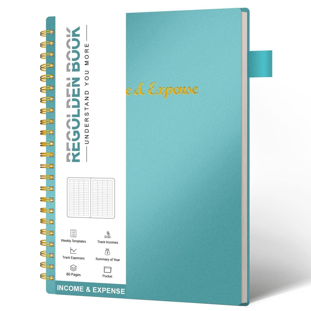 Income & Expense Tracker, Accounting Bookkeeping Ledger A5(8.5 x 5.5) Teal