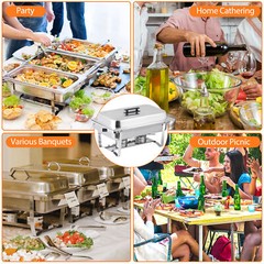 8 Pack Stainless Steel Chafer Chafing Dish Sets Catering Food Warmer 8 QT