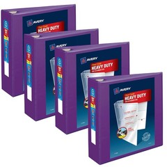3 Ring Binder Avery Durable View 3″ Slant Rings 4 Pack Purple , School Supplies