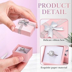 72 Pcs Ring Boxes Bulk Cardboard Jewelry Gift Box with Ribbon Bow 1.6 x1.6 x1.1″