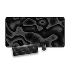 Large Gaming Mouse & Desk Pad with Abstract Pattern, 31 x 15.5 inches, Black