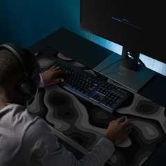 Large Gaming Mouse & Desk Pad with Abstract Pattern, 31 x 15.5 inches, Black