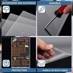 45 Clear Plastic Menu Sleeves Legal Size 8.5 x 14 Rigid Protectors Restaurant