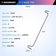 Sandbaggy 8″ S-Base Tie for Symons Steel-Ply or Sure Built Sure Ply Form Systems