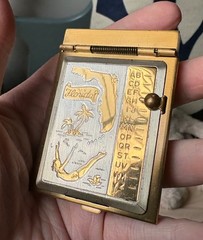 Vintage Miniature Brass Address Book Rolodex Sliding Tab Names Florida 1950s