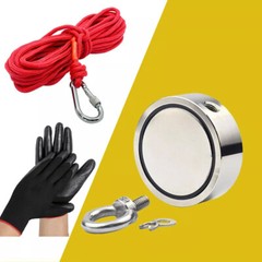 Magnet Fishing Kit 1200lbs Pulling Double Sided Fishing Magnet 2.64″ Dia
