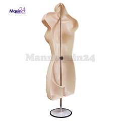 BLACK & FLESH MANNEQUIN FEMALE TORSO DRESS FORMS SET with TABLE TOP STANDS