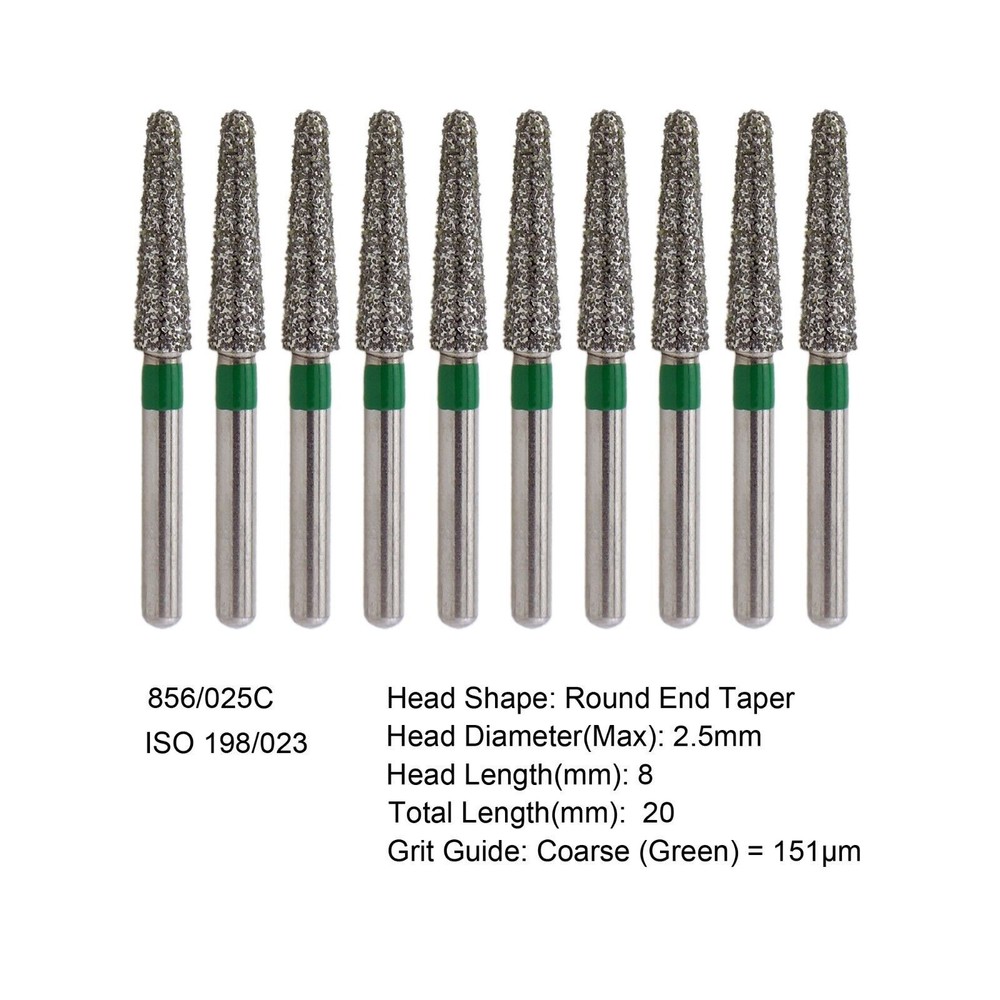 Dental Diamond Burs FG Round End Taper Super Coarse Fine Grit High Speed 856